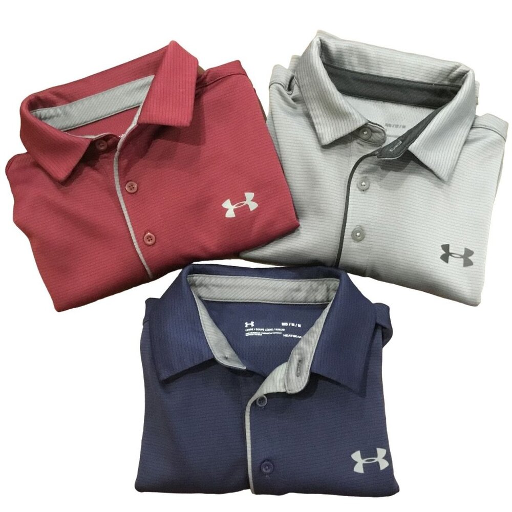 Under Armour Men's Polo Shirt - Red, Gray, and Blue